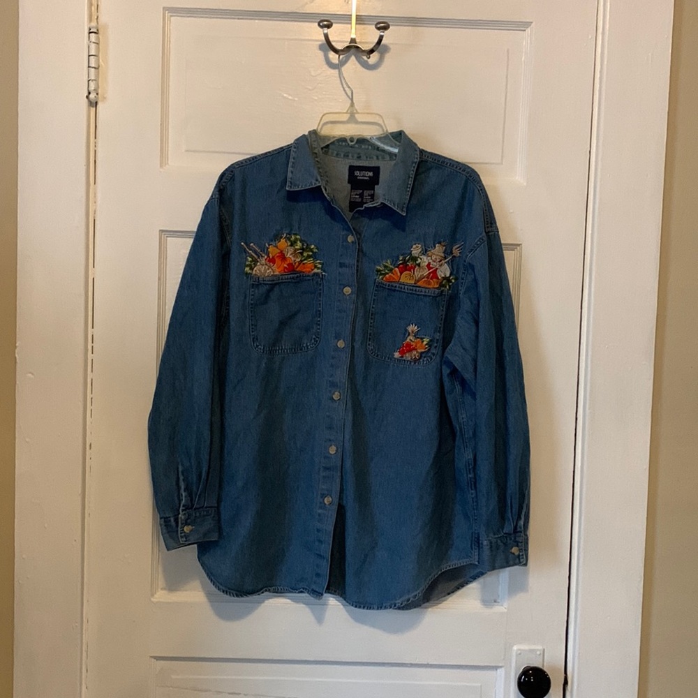 XL Solutions Original Denim Long Sleeve Button Down Shirt